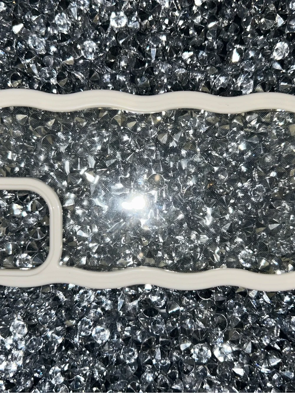 iPhone 15 Clear Glitter Wave Phone Case with White Trim